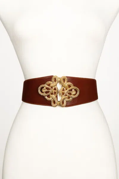 Raina Belts Christian Corset Leather Belt In Brown