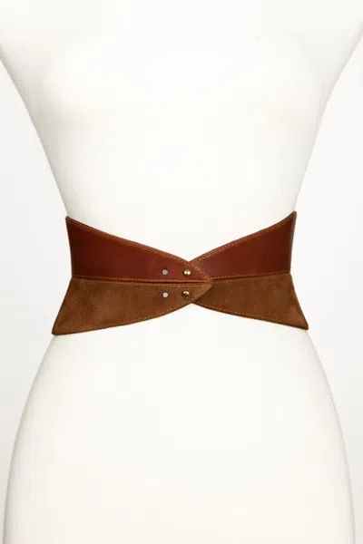 Raina Belts Corset Leather Belt In Brown