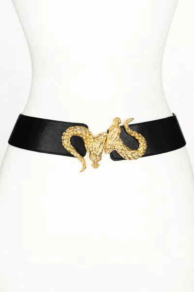 Raina Belts Dragon Buckle Leather Belt In Black