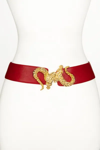 Raina Belts Dragon Buckle Leather Belt In Red