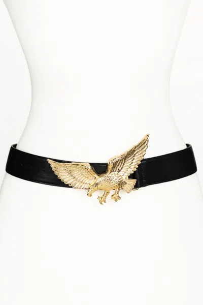 Raina Belts Eagle Buckle Leather Belt In Black