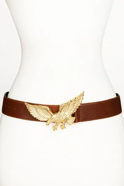 Raina Belts Eagle Buckle Leather Belt In Brown