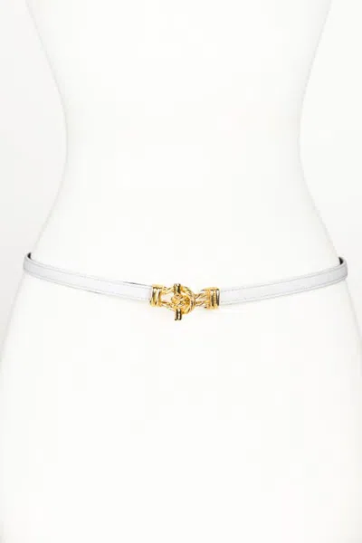 Raina Belts Fitzgerald Buckle Leather Belt In White