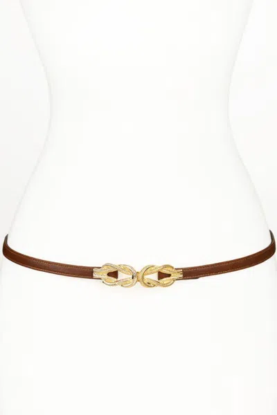 Raina Belts Gold Knot Buckle Leather Belt In Brown