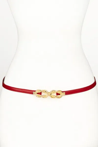 Raina Belts Gold Knot Buckle Leather Belt In Red