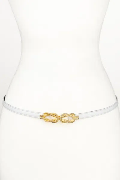 Raina Belts Gold Knot Buckle Leather Belt In White