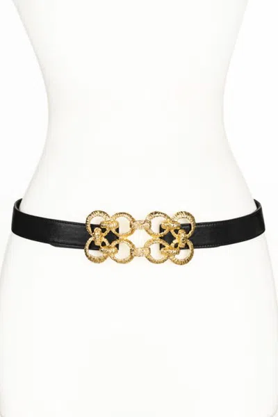 Raina Belts Golden Loops Buckle Leather Belt In Black