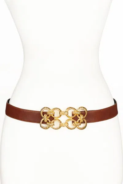 Raina Belts Golden Loops Buckle Leather Belt In Brown