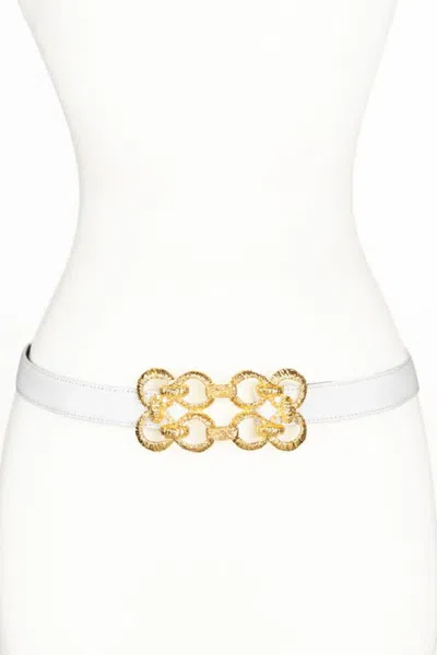 Raina Belts Golden Loops Buckle Leather Belt In White