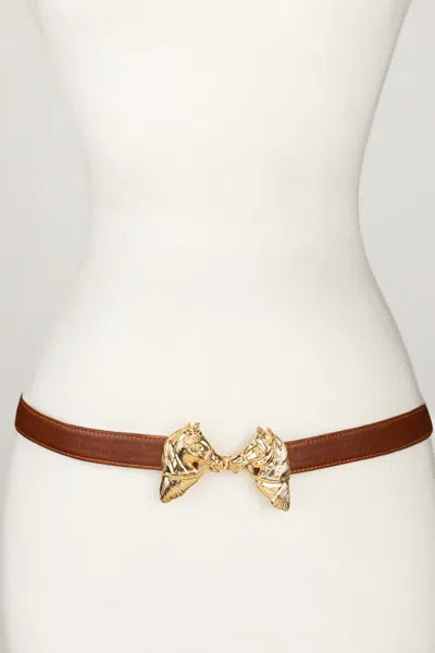 Raina Belts Harvey Horse Clasp Leather Belt In Brown