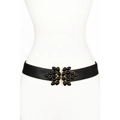 Raina Belts Jaclyn Chain Leather Belt In Black