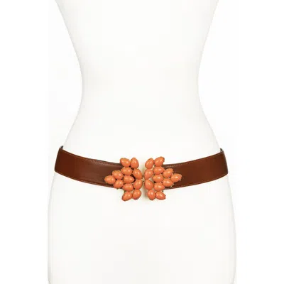Raina Belts Jaclyn Chain Leather Belt In Brown