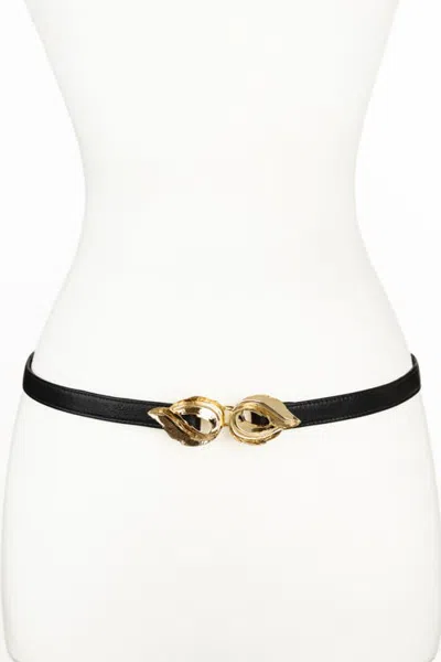 Raina Belts Lauren Leaf Buckle Leather Belt In Black