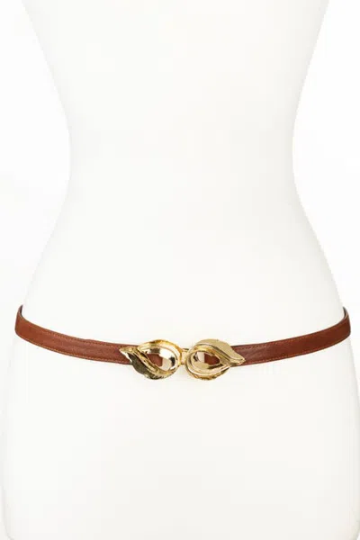 Raina Belts Lauren Leaf Buckle Leather Belt In Brown