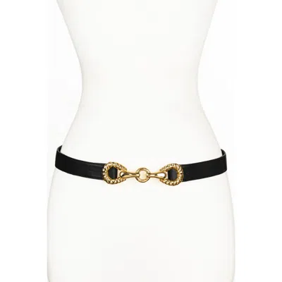 Raina Belts Rider Circle Buckle Leather Belt In Black