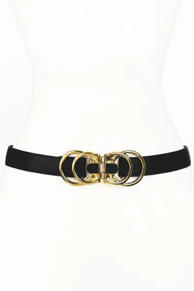 Raina Belts Rocky Buckle Leather Belt In Black