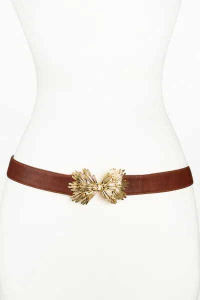Raina Belts Starburst Buckle Leather Belt In Brown