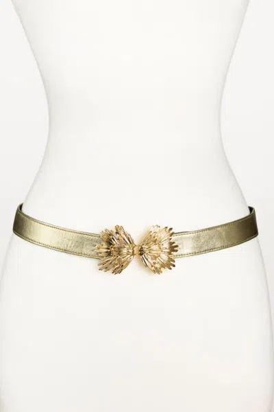 Raina Belts Starburst Buckle Leather Belt In Gold