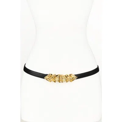 Raina Belts Three Shells Buckle Leather Belt In Black