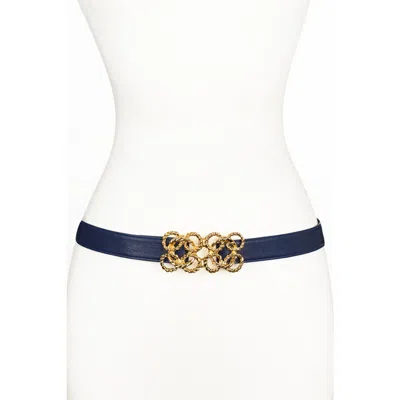Raina Belts Torchon Rope Buckle Leather Belt In Blue