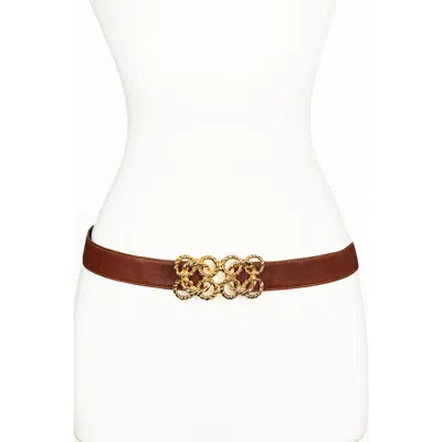 Raina Belts Torchon Rope Buckle Leather Belt In Brown