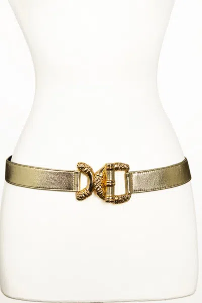 Raina Belts Viper D Link Buckle Leather Belt In Gold