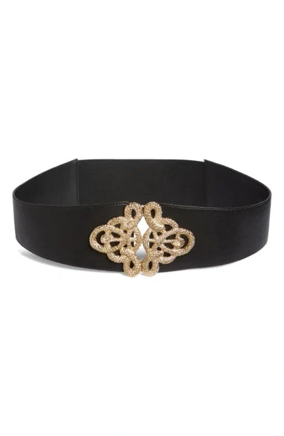 Raina Christian Snake Leather Belt In Black