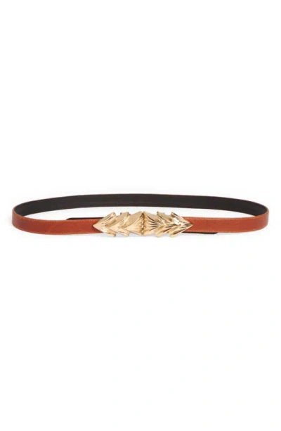 Raina Three Shells Leather Belt In Burgundy