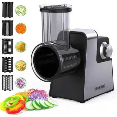 Rainbean Electric Cheese Grater With 5 Stainless Steel Blades – Multi-function Electric Slicer, Shredder & Sa In Silver