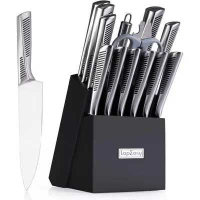 Rainbean Kitchen Knife Set, Lapeasy 15 Piece Knife Set With Block - Stainless Steel Hollow Handle Cutlery Wit In Silver