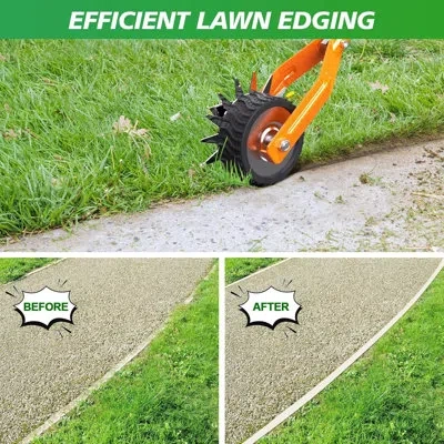 Rainbean Manual Wheel Rotary Lawn Edger With Adjustable Stainless Steel Handle, 66.7", Orange In Orange;silver
