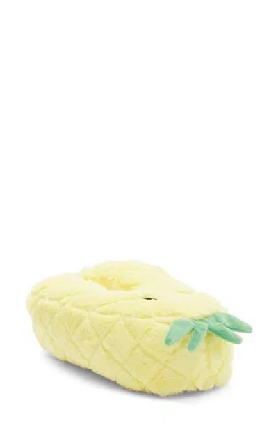 Rainbow Daze Pineapple Faux Fur Slipper In Yellow