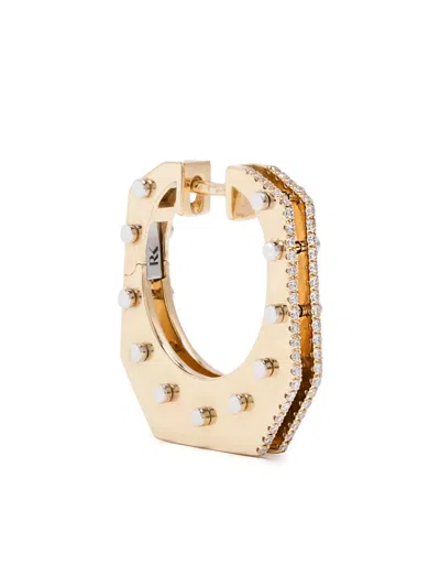 Rainbow K 14k Yellow And White Gold Nano Cyborg Diamond Hoop Earring In ゴールドトーン