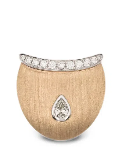 Rainbow K Brushed Diamond Earring In Gold