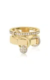 Rainbow K Double Piercing 14k Yellow Gold Diamond Ring In Gold