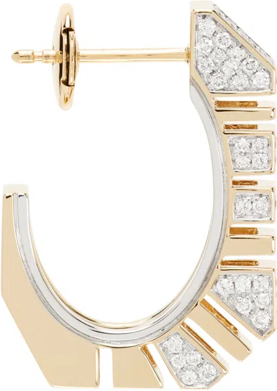 Rainbow K Gold & White Gold Bold Nano Pavé Single Earring In 14k Yg/ Wg