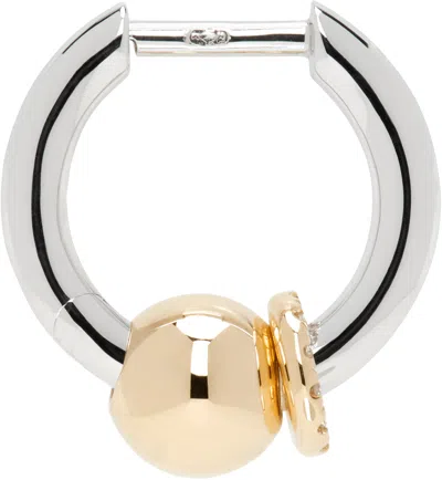 Rainbow K Gold & White Piercing Small Single Earring In 14k Gold