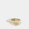 Rainbow K Handcuff Double Ring - Yellow - 9k Gold In Gold