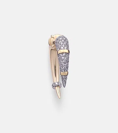 Rainbow K Horn 14kt Gold Single Earring With Diamonds
