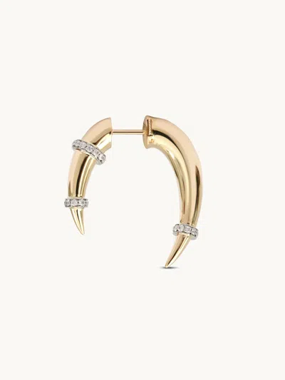 Rainbow K Horn Pavé Ring Earrings 14k Yellow Gold / 14k White Gold / Diamond