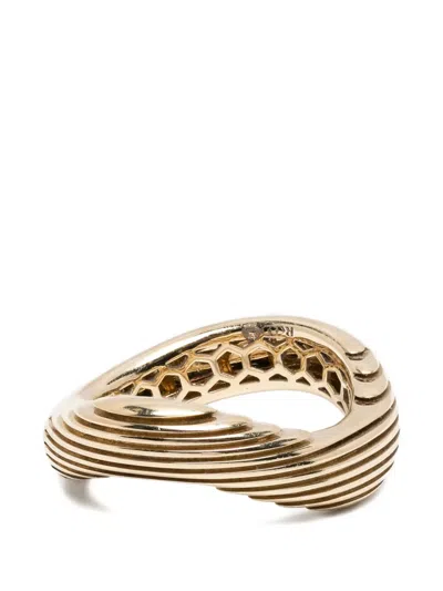 Rainbow K Textured Ring In Gold