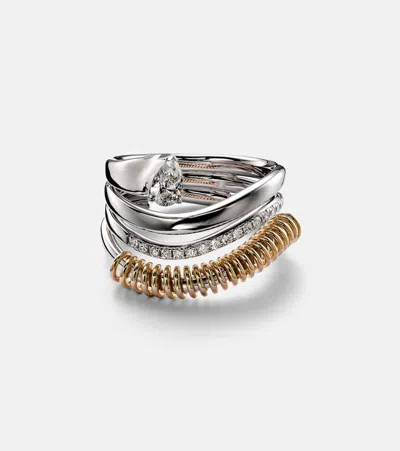 Rainbow K Versus Pear 18kt Gold Ring With Diamonds