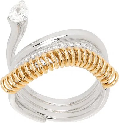 Rainbow K White Gold Versus Pear Diamond Ring In 18k