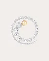 Rainbow K Ball 14kt Gold And White Gold Single Earring With Diamonds In Gold/silver