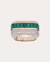Rainbow K Empress 18k Gold Ring In Gold/green