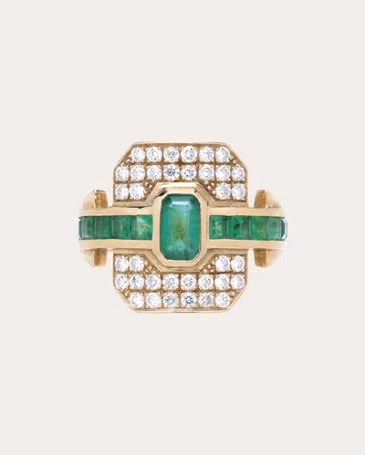 Rainbow K Women's Emerald Shield Ring In Gold/green