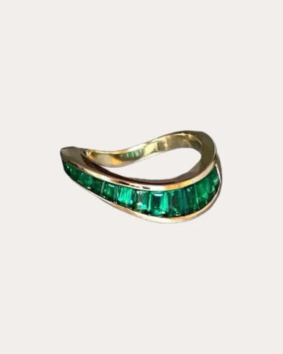 Rainbow K Women's Emerald Wave Ring In Gold/green