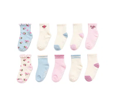 Rainbow Sugar Babies' Biz & Bean Toddler Boys' And Girls' 2t-4t Grippers Socks, 10-pack In Multi