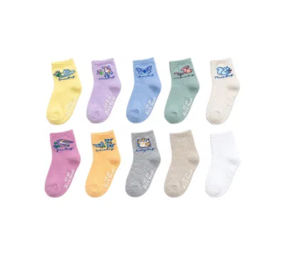 Rainbow Sugar Babies' Biz & Bean Toddler Boys' And Girls' 2t-4t Grippers Socks, 10-pack In Multi