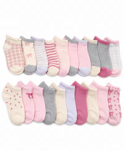 Rainbow Sugar Kids' Girls' 4-16 Bows Graphic No Show Socks, 20-pack In Multi